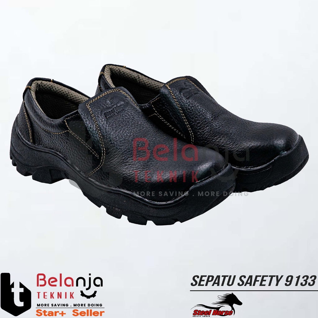 Sepatu Safety Boots Pria Sepatu Safety Kerja Steel Horse 9133 Hitam Sepatu Safety Pria Besi