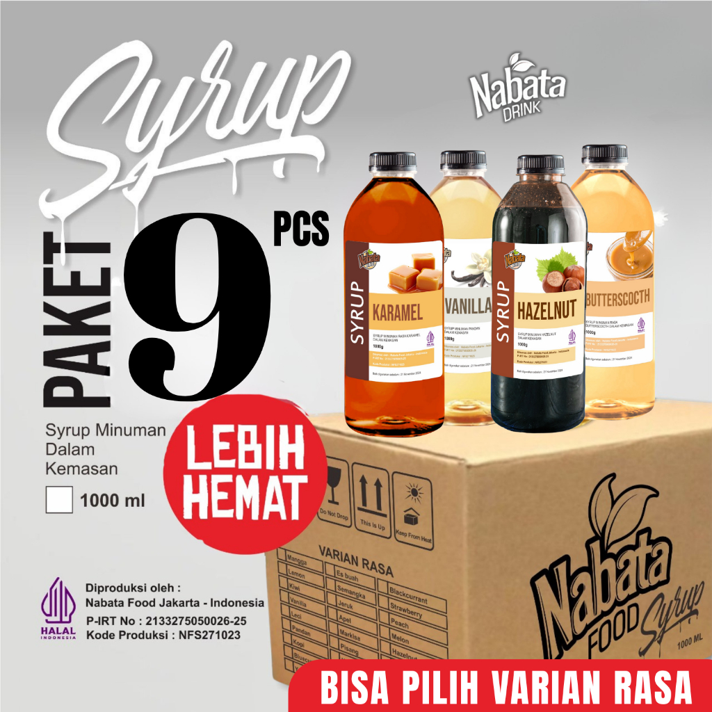 

Sirup Nabata 1 Dus Grosir All Varian Ukuran 1 Liter – Syrup Premium untuk Kopi, Cafe & Resto