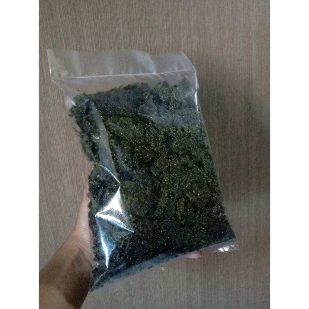 

Patahan Nori rumput laut enak gurih pedas manis isi banyak 200grm