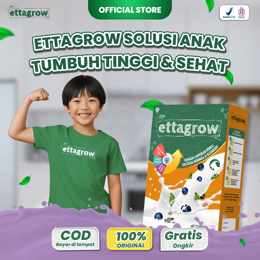 

Solusi Anak Tumbuh Tinggi Dan Sehat - Susu Ettagrow Original Rasa Blueberry 200gr 1 Box