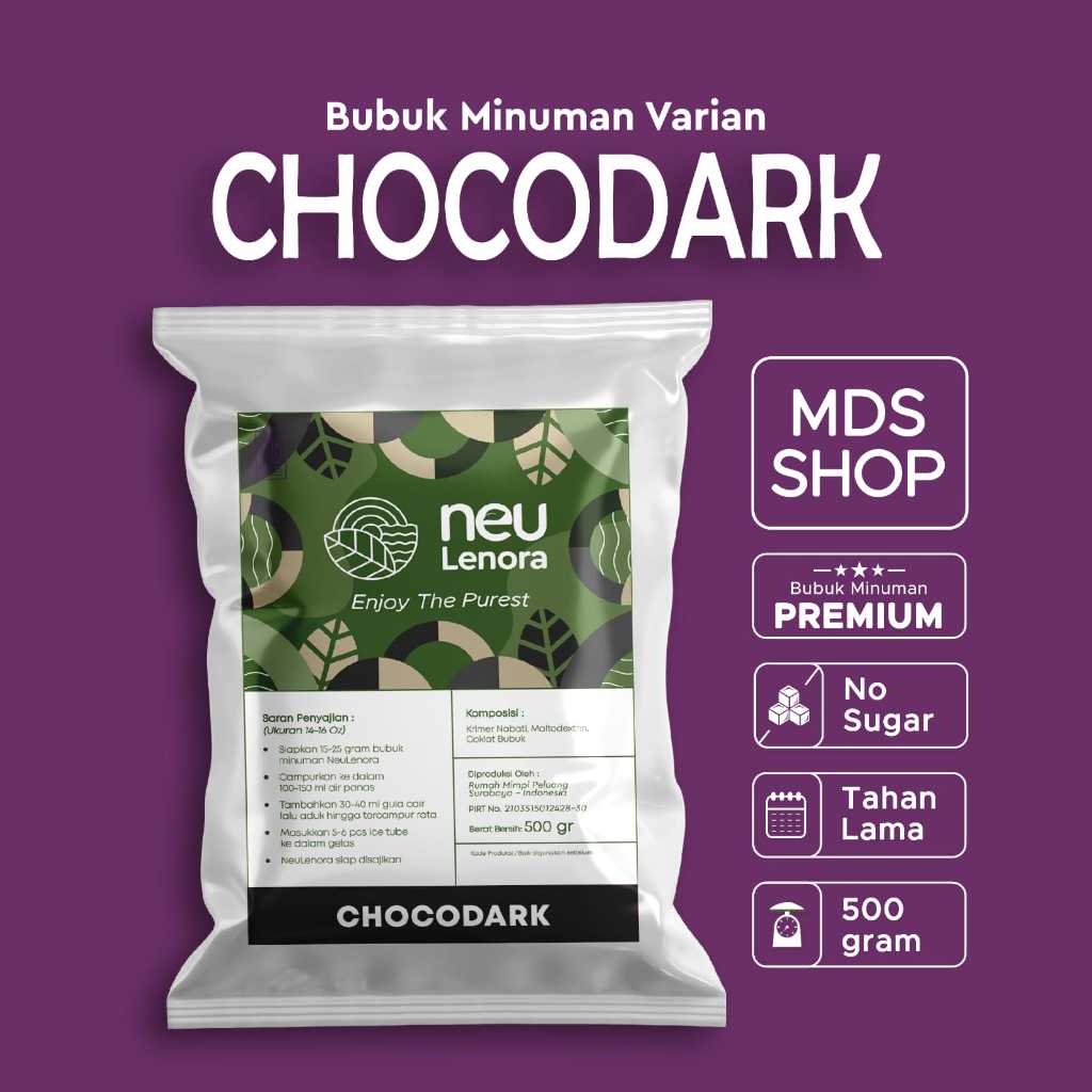 

Bubuk Minuman Plain CHOCODARK 500gram-NEULENORA