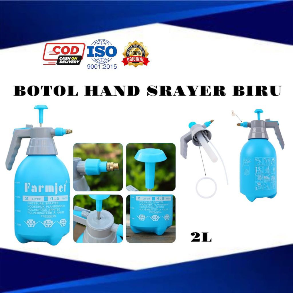 Farmjet Hand Botol Sprayer 2 Liter Pompa Manual Botol Pressure Sprayer BIRU(608)