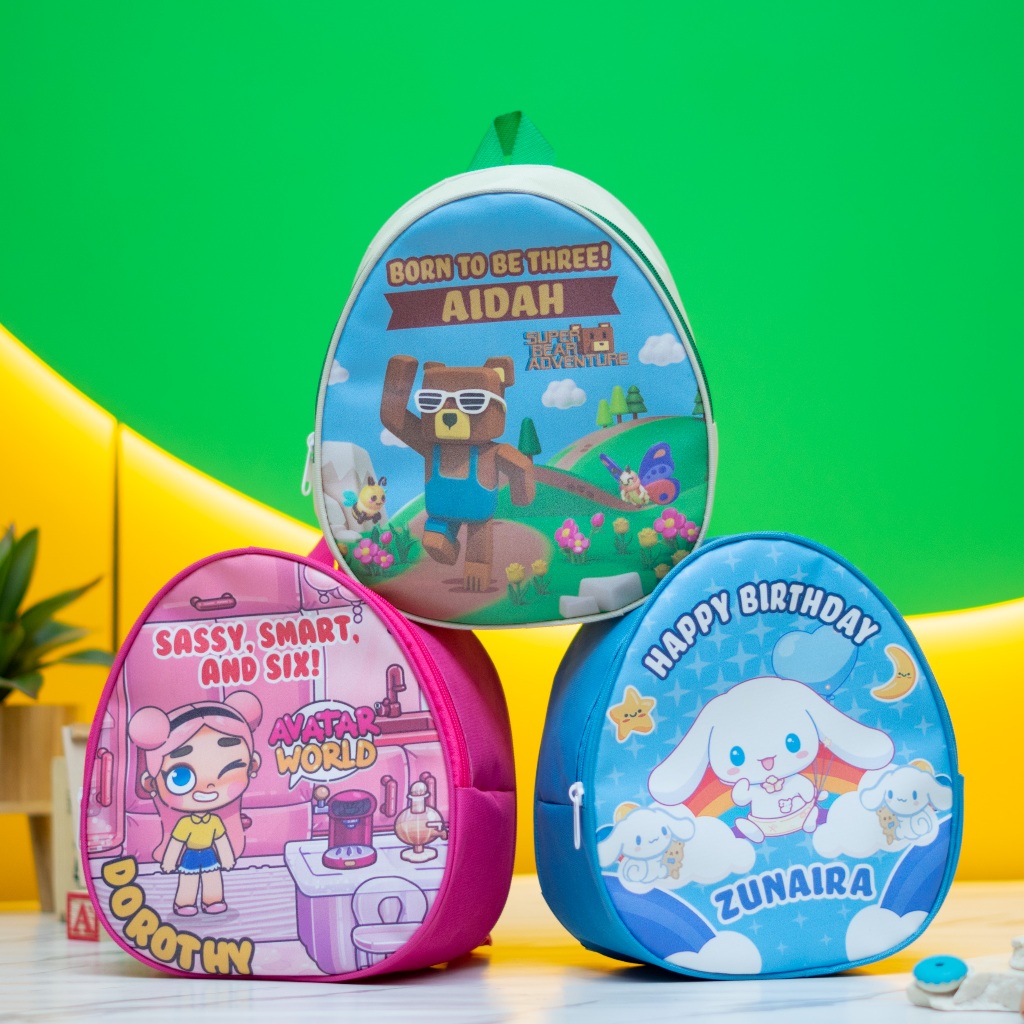 

BEST SELLER Tas Ulang Tahun Anak Goodie Bag Resleting telur Polyester Tas Ultah Foto Sendiri Souvenir Hampers Birthday