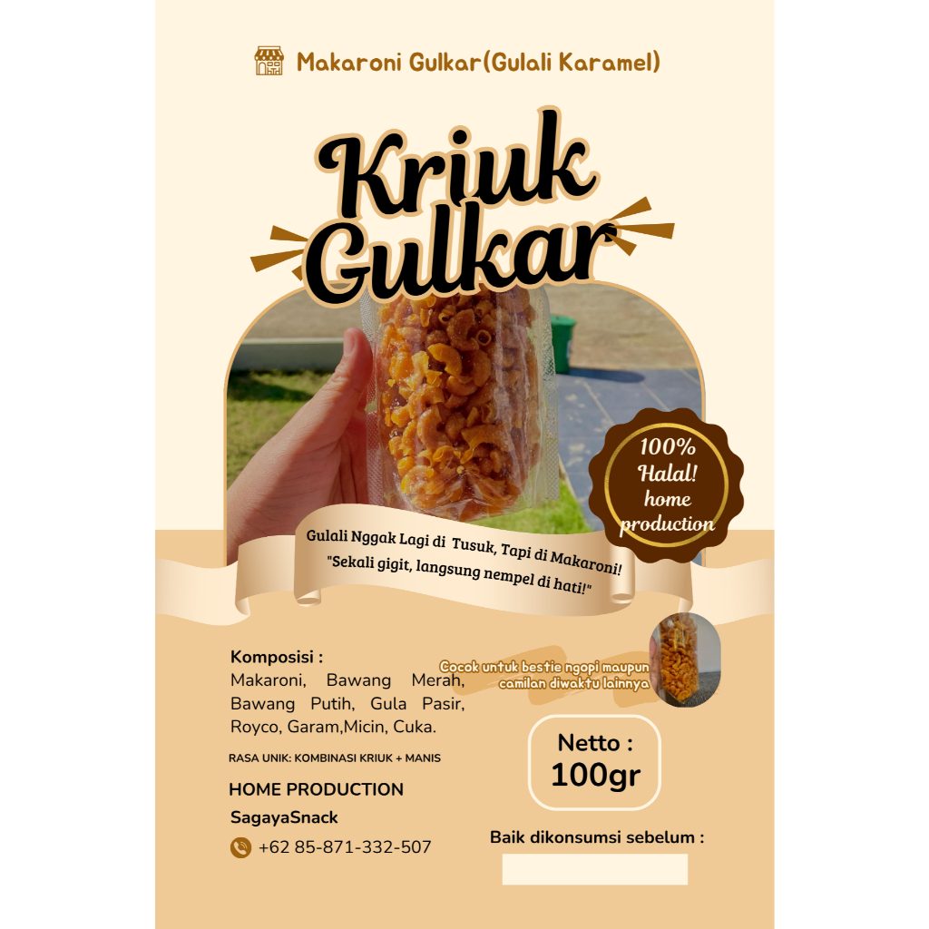 

Makaroni Gulkar, Kriuk Gurih Manis, Enak &Unik Wajib Coba! 100%Halal Home Production