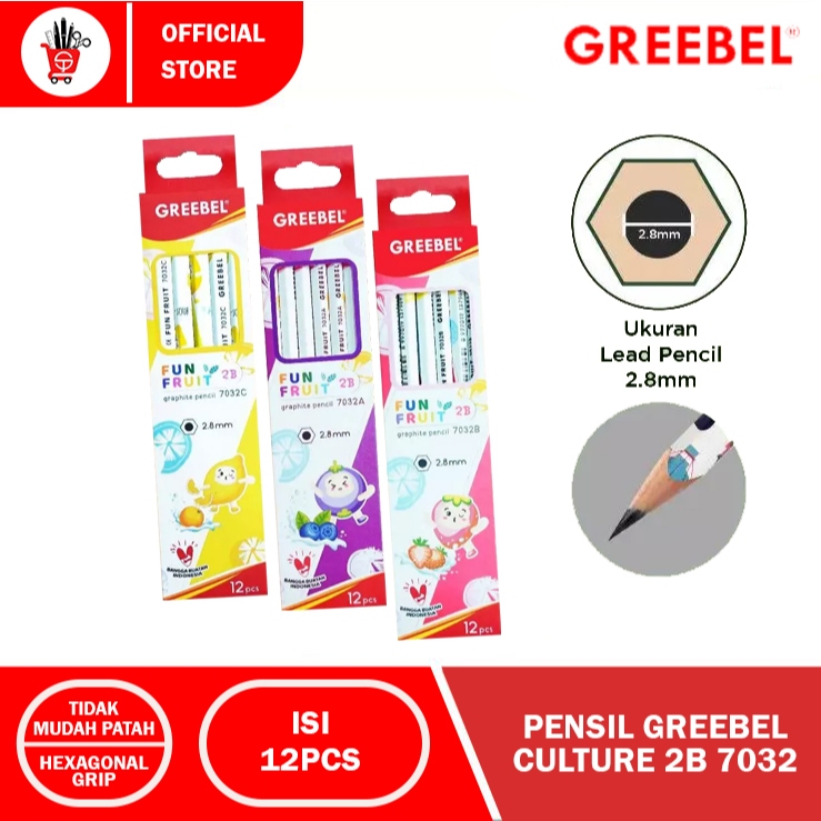 

GRAPHITE PENCIL | PENSIL GREEBEL FUN FRUIT 2B 7032 (12PCS)