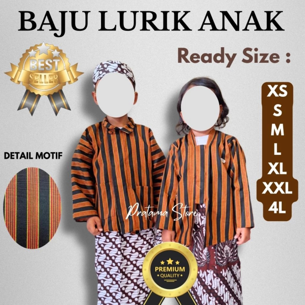 Gm - Baju Lurik Anak Baju Adat Jawa Anak Lurik Anak Baju Anak Lurik Baju Adat Tradisional Katun/ Sur