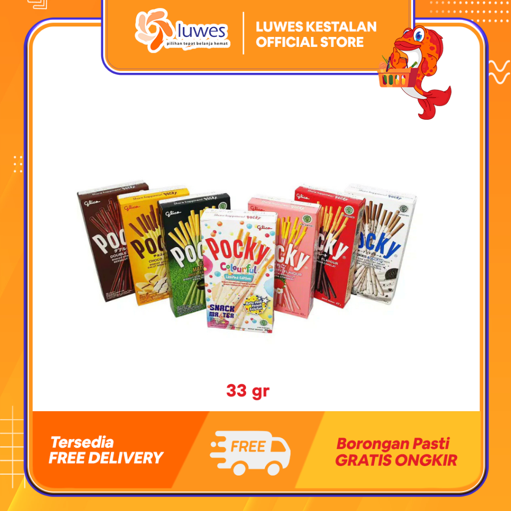 

Glico Pocky Biskuit Stick 33gr All Varian Bertekstur Renyah & Tidak Berantakan Saat Dimakan
