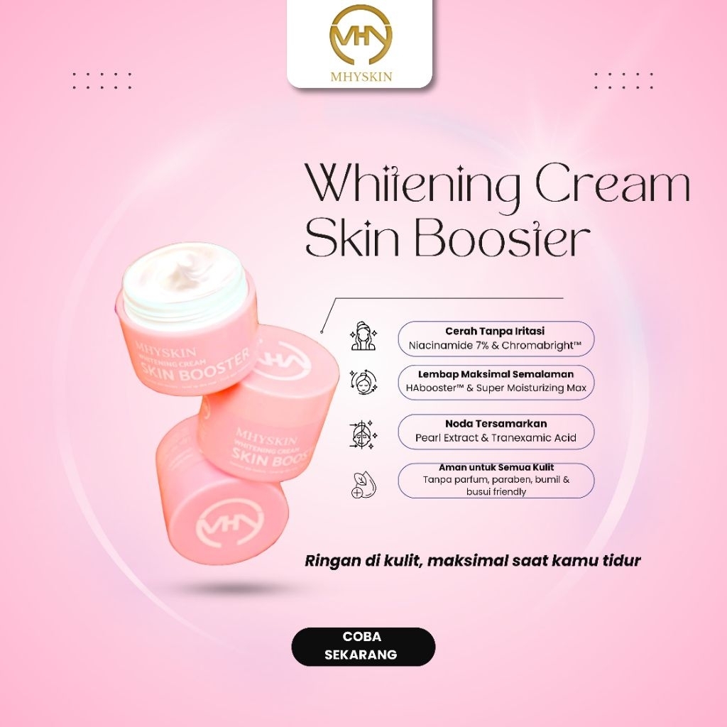 MHYSKIN CREAM BOOSTER KHUSUS MALAM PEMUTIH AMPUH MEMUTIHKAN DAN MENGHILANGKAN FLEK DAN WAJAH KUSAM D