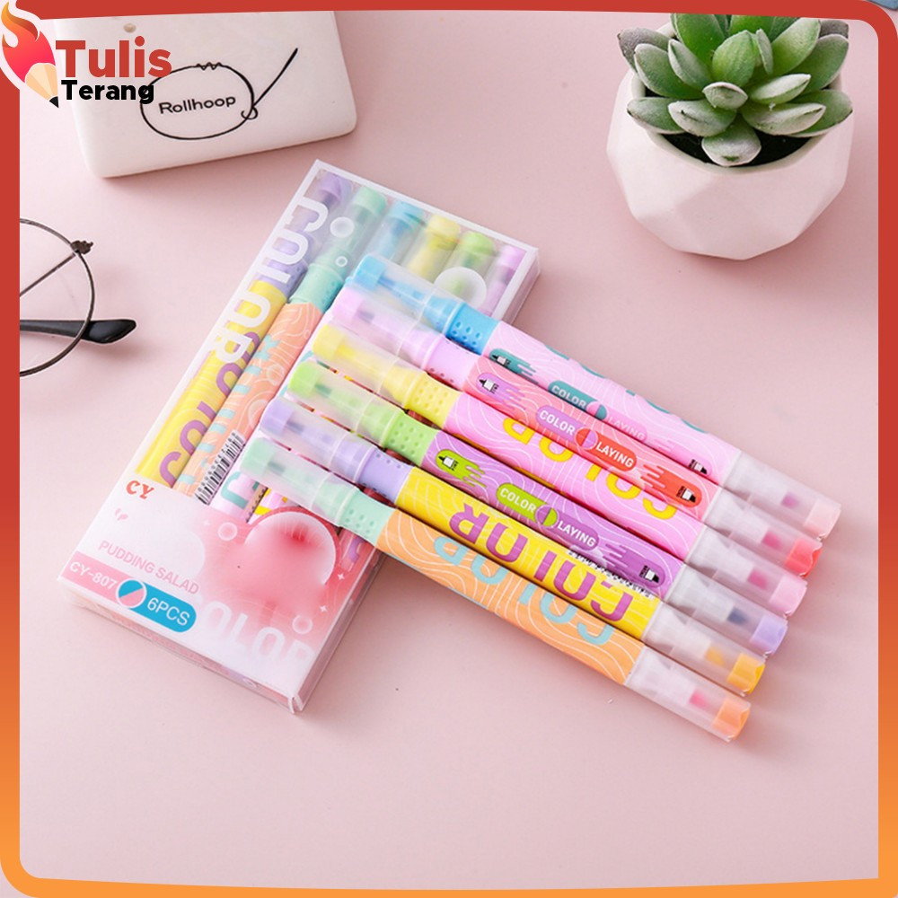 

EC Penanda Teks Highlighter Pastel 2 Sisi Alat Tulis Sekolah / Spidol Set Isi 6pcs 12 Warna Serbaguna/ Pen Marker dengan Ujung 2 Tip Tulis Terang A114