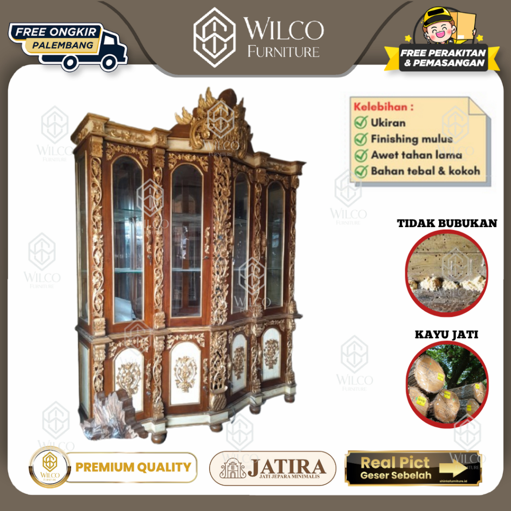 Lemari Hias Shima Kayu Jati Jepara | Lemari Pajangan Sima JATIRA | Lemari Jati Murah Palembang