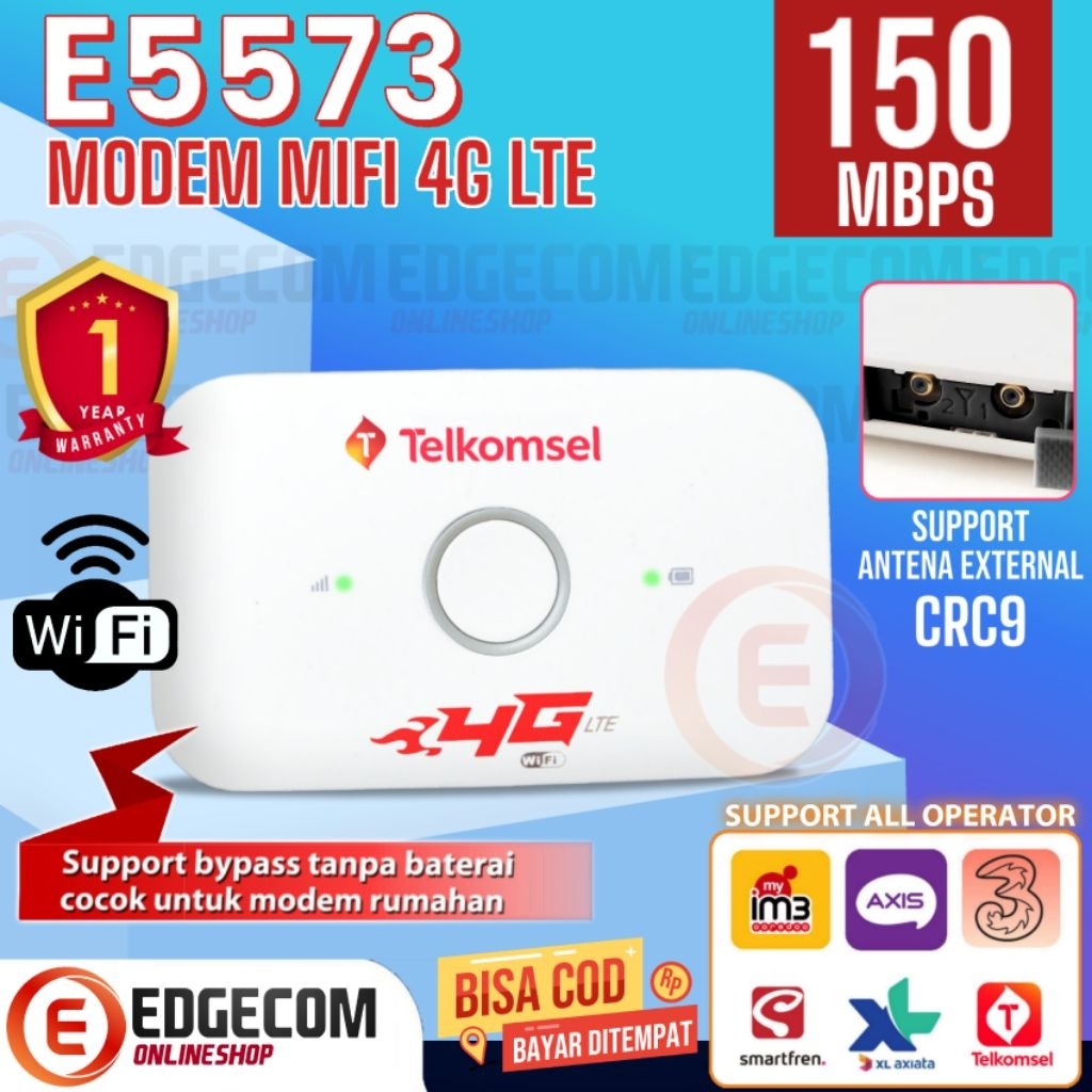 Modem Wifi 4G LTE MiFi E5573 Support all Operator & Support external Antena Telkomsel Logo