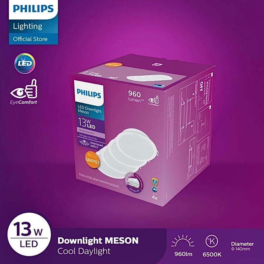 Lampu Philips Downlight 59464 Meson Multipack D125 13W - beli 3 gratis 1 meson downlight
