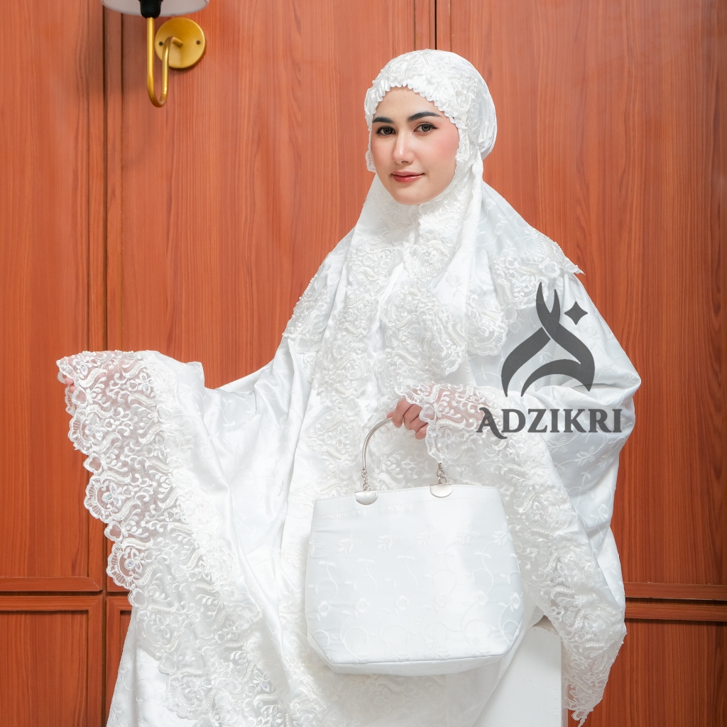 ADZIKRI - Mukena Dewasa Prada Pengantin Sutera Paris Premium