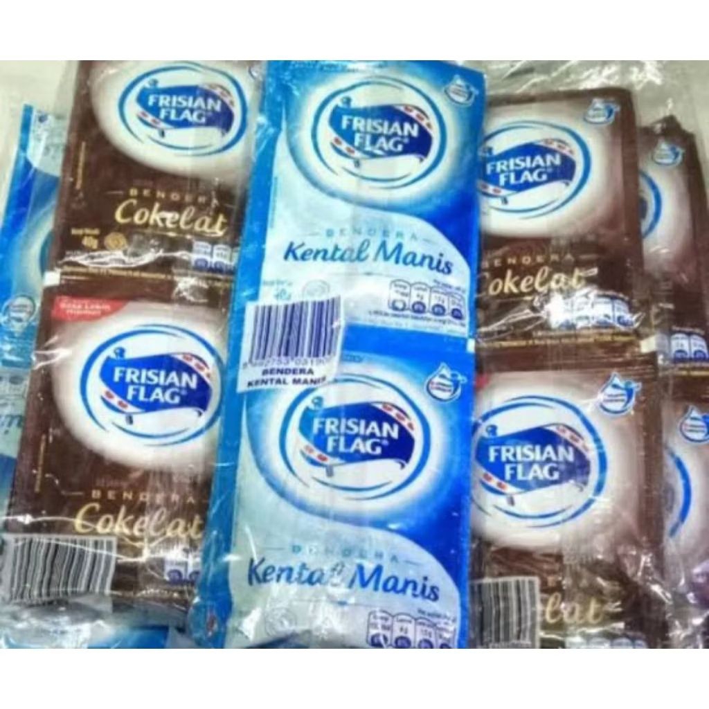 

susu kental manis coklat /putih sachet frisian flag isi 38g × 6 sachet
