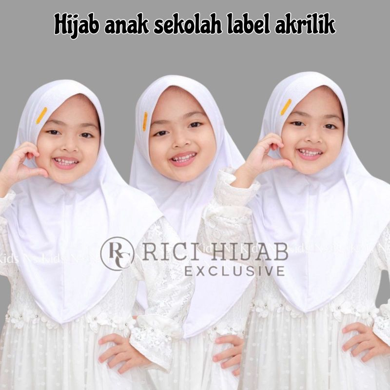Hijab Bergo Anak Hamidah Label Besi Akrilik / Kerudung Instan Anak SD
