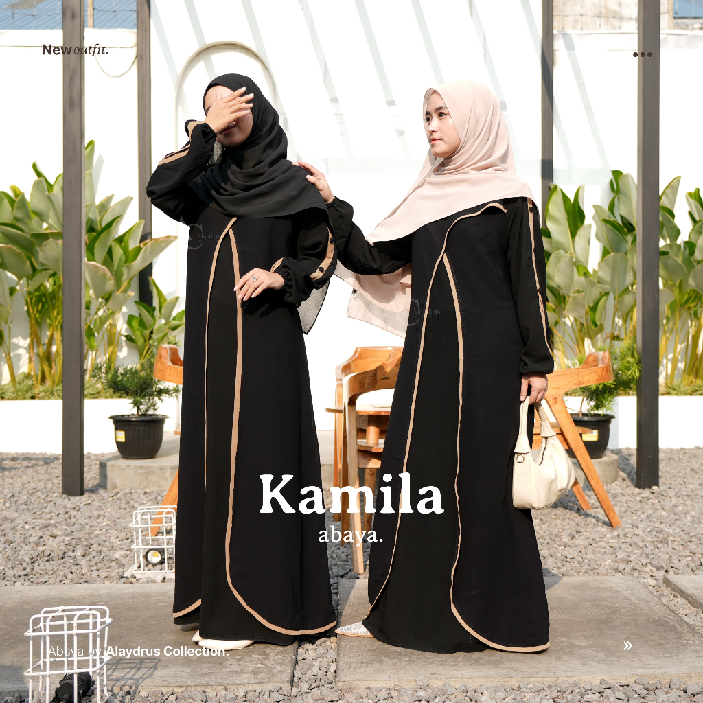 Grosir Alaydrus Collection Abaya Hitam Turkey Kamila Gamis Syari Muslimah Jetblack Hitam Kombinasi