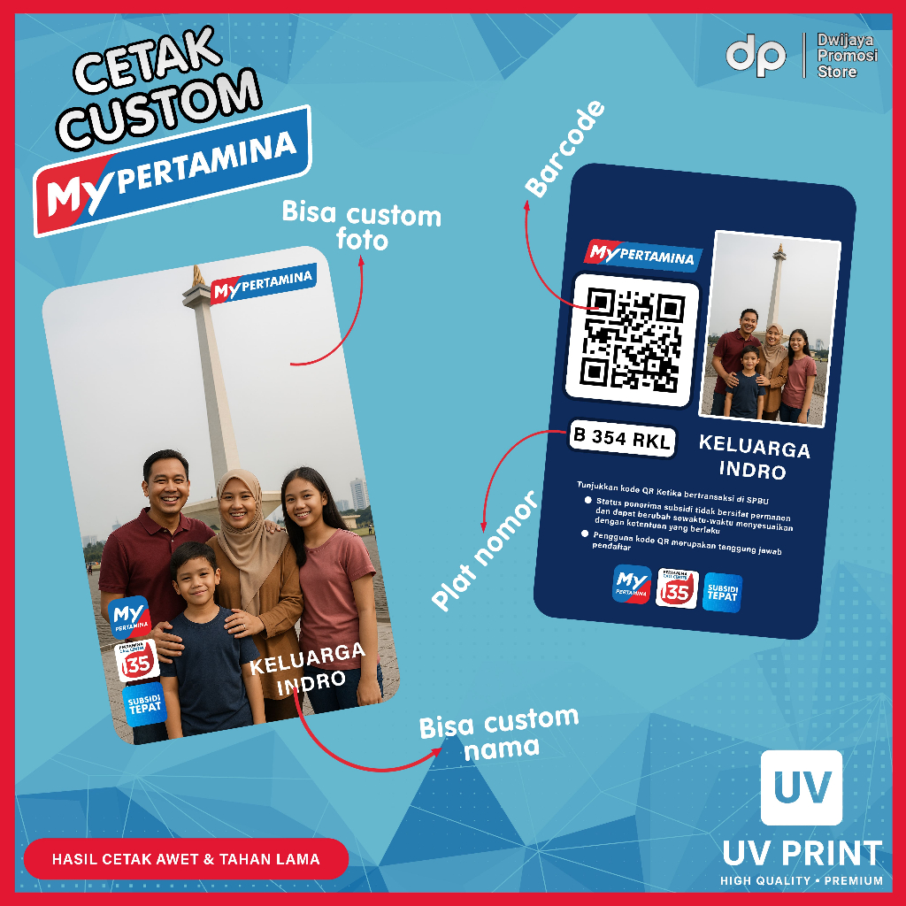 

Cetak Kartu Bensin Bahan PVC / Custom Kartu My Pertamina Printing UV Kartu My Pertamina