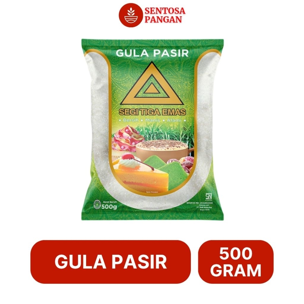 

Segi Tiga Emas Gula Pasir Putih 500gr - Putih, Bersih, Manis