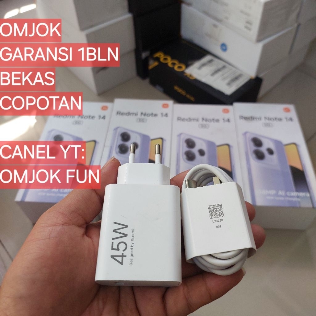 Charger Xiaomi Redmi note 14 5G original 45w copotan bekasan