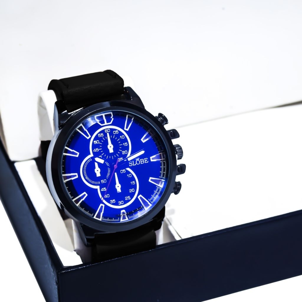 SLOBE Jam Tangan Pria Kulit Analog Free (| Box Kode 2.38