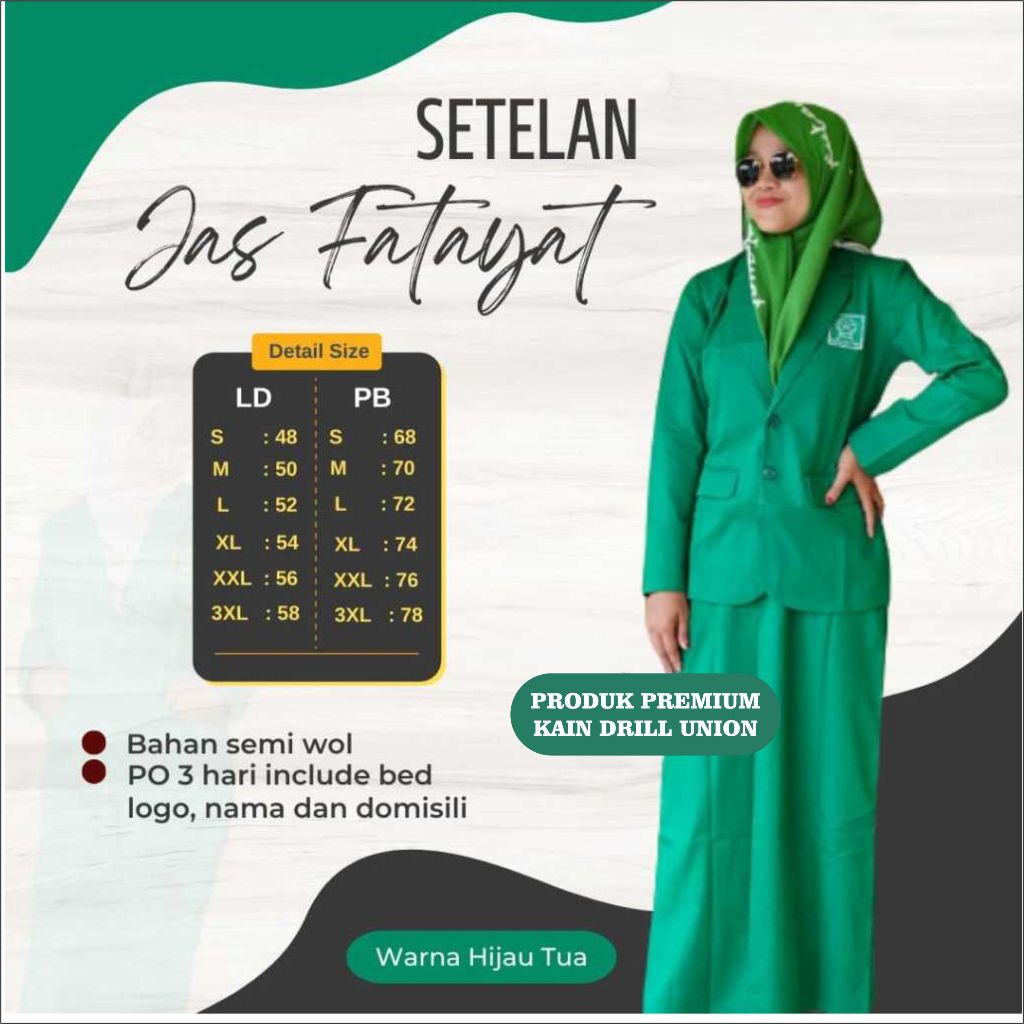 JAS FATAYAT HIJAU DAUN SETELAN JAS FATAYAT NU