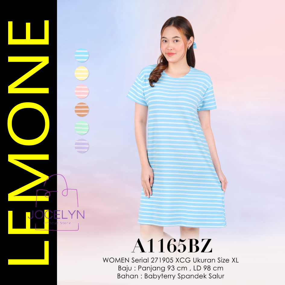 LEMONE BabyTerry Spandek 1165BZ Size XL Mini Dress Santai Daster Babydoll Lengan Pendek motif salur 