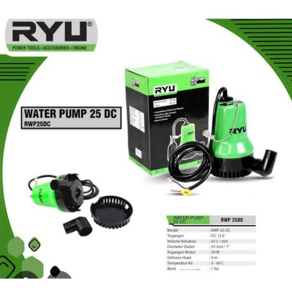Ryu RWP 25DC water pump pompa air DC Mesin Kolam Ikan Aquarium Pompa Air Celup RYU RWP25DC