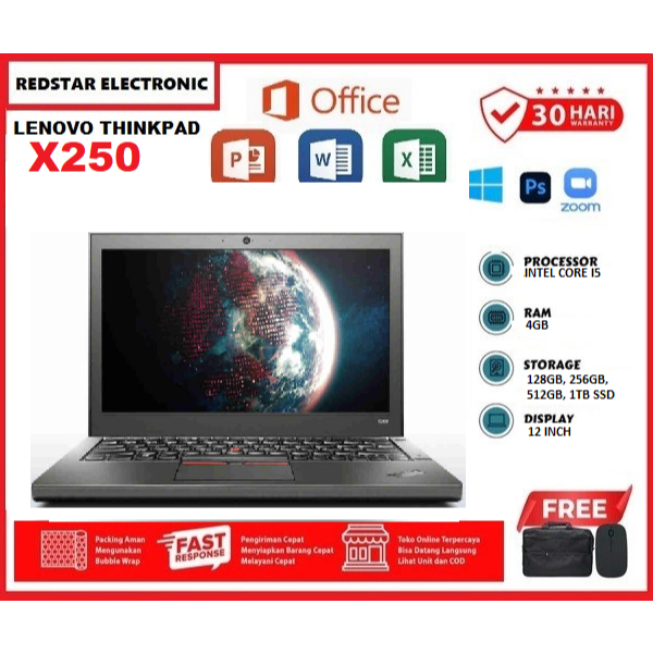 LAPTOP Lenovo Thinkpad X250 Core i5 Gen 5 RAM 4GB/1TB Ultrabook - FREE Mouse & Tas