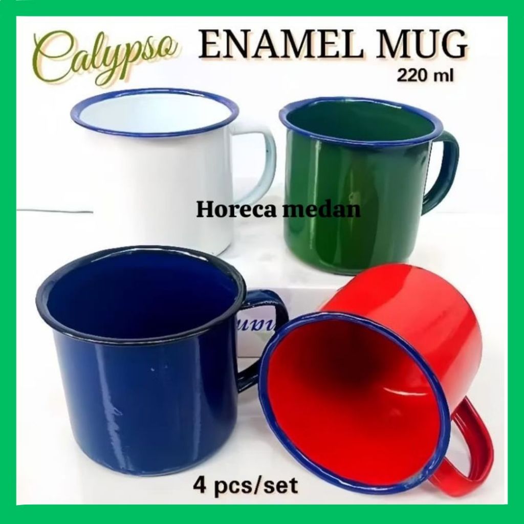 MUG SET ENAMEL 4 PC (BUAH) / MUG ENAMEL KECIL 7 CM WARNA / MUG JADUL