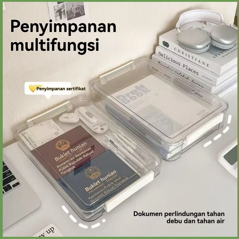 

Kotak Penyimpanan Kertasdan Map /Tempat Penyimpanan Dokumen Anti Air Debu Ijasah/Kotak penyimpanan ID/Tempat Dokumen Estetik Box Acrylic