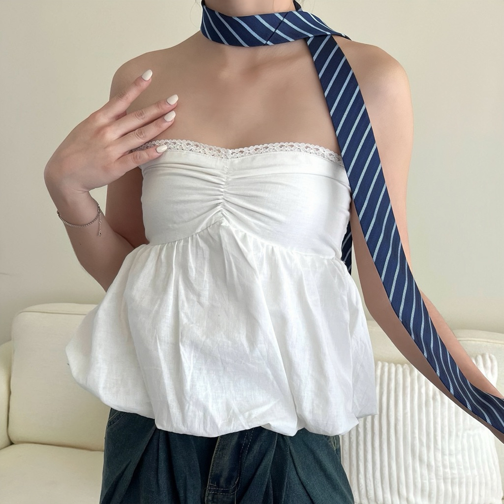 LOTUS Eunji Top Atasan Ballon Korean Style Sabrina Off Shoulder Baju Kemben Wanita