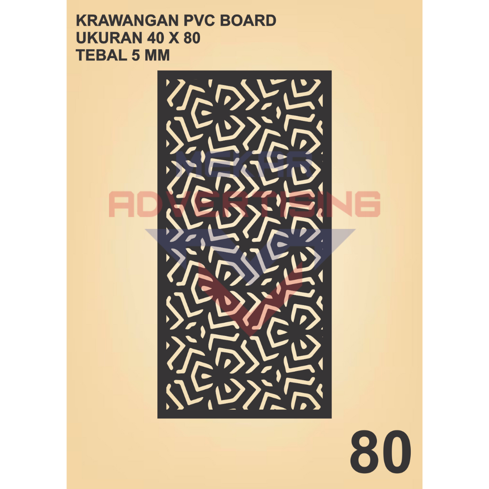 KRAWANGAN PVC BOARD HITAM  / ORNAMEN PVC FOAM BOARD HITAM TEBAL 5MM MODEL 80 UKURAN 40X80