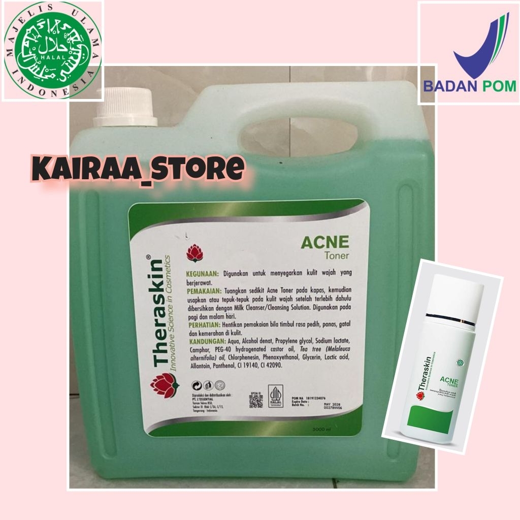 THERASKIN TONER ACNE 5 LITER BPOM UNTUK WAJAH BERJERAWAT BERMINYAK HALAL