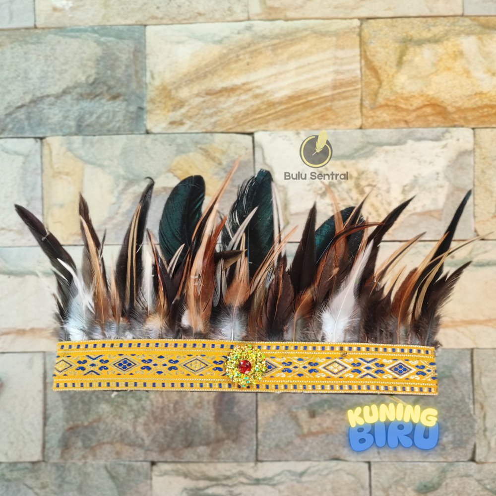 Headpiece Mahkota Bulu Dayak Papua – Kostum Karnaval Anak & Dewasa | Hiasan Kepala Etnik