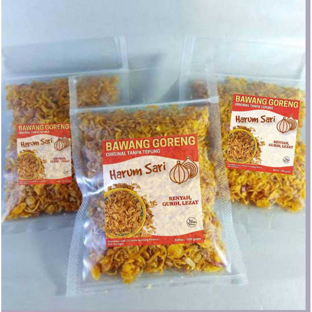 

Bawang goreng harum sari kemasan isi 500Gram Asli Sumenep brebes