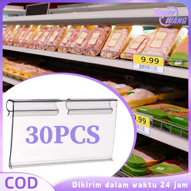 

30pcs Label Harga Mika 60x42mm Price Tag Holder Mika Label Harga Transparent Label Harga Display