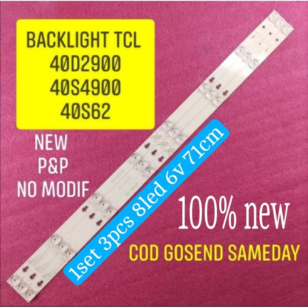 LAMPU LED BL BACKLIGHT TV TCL 40 8LED L40D2900 L40S4900 40S62 40D2900 40S4900