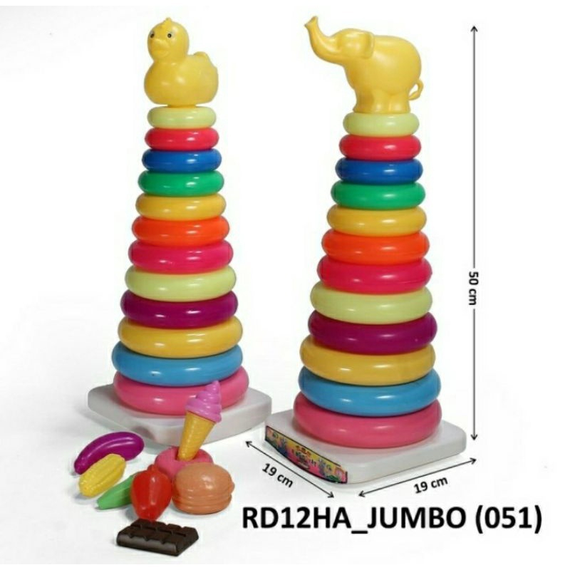 Mainan Anak Edukasi Ring Donat Jumbo 12 Susun Ring Bebek Gajah Jala | Ring Donat Bebek 8 Susun Ada R