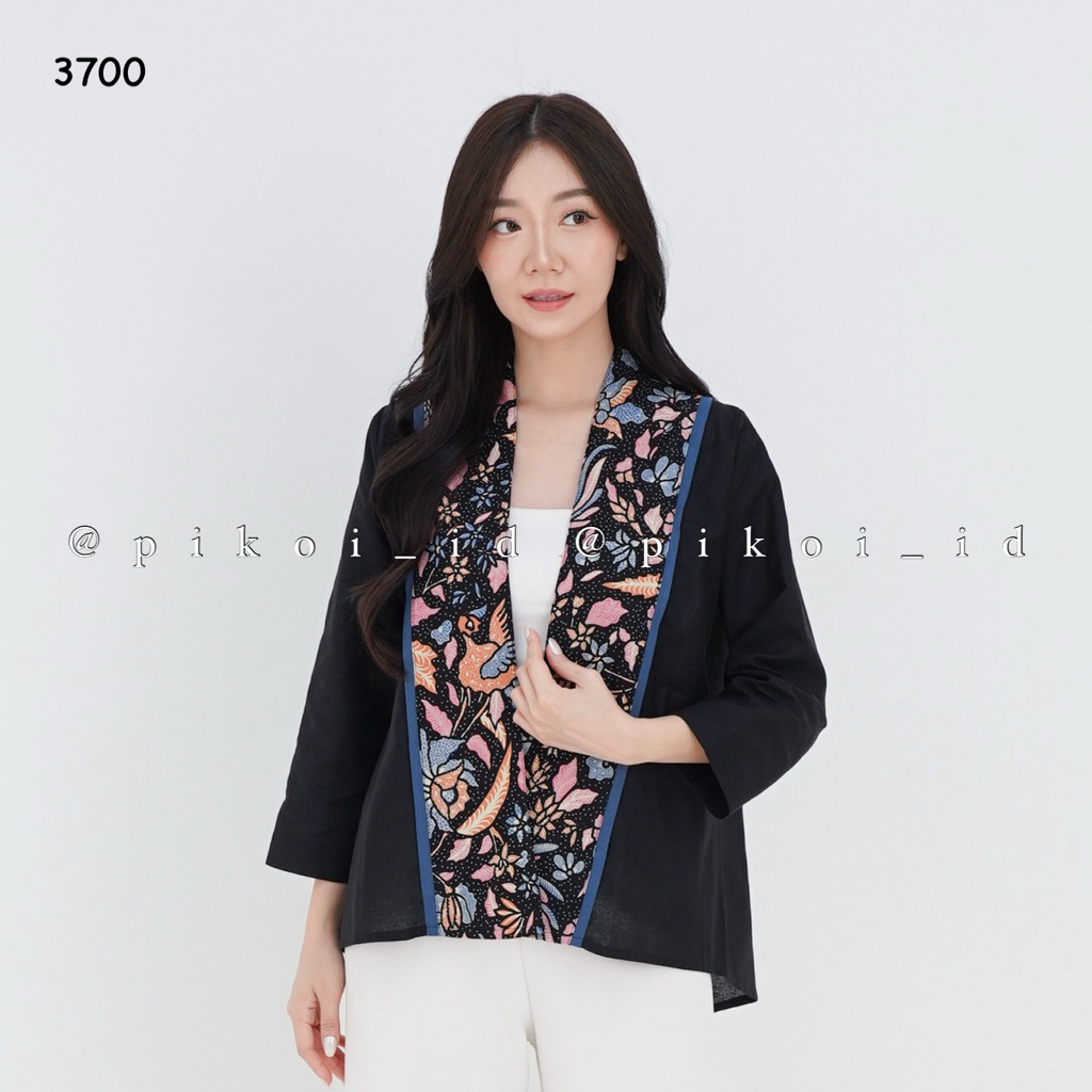 Cardigan batik wanita katun linen premium / outer batik mix polos / cardigan lengan panjang batik wa