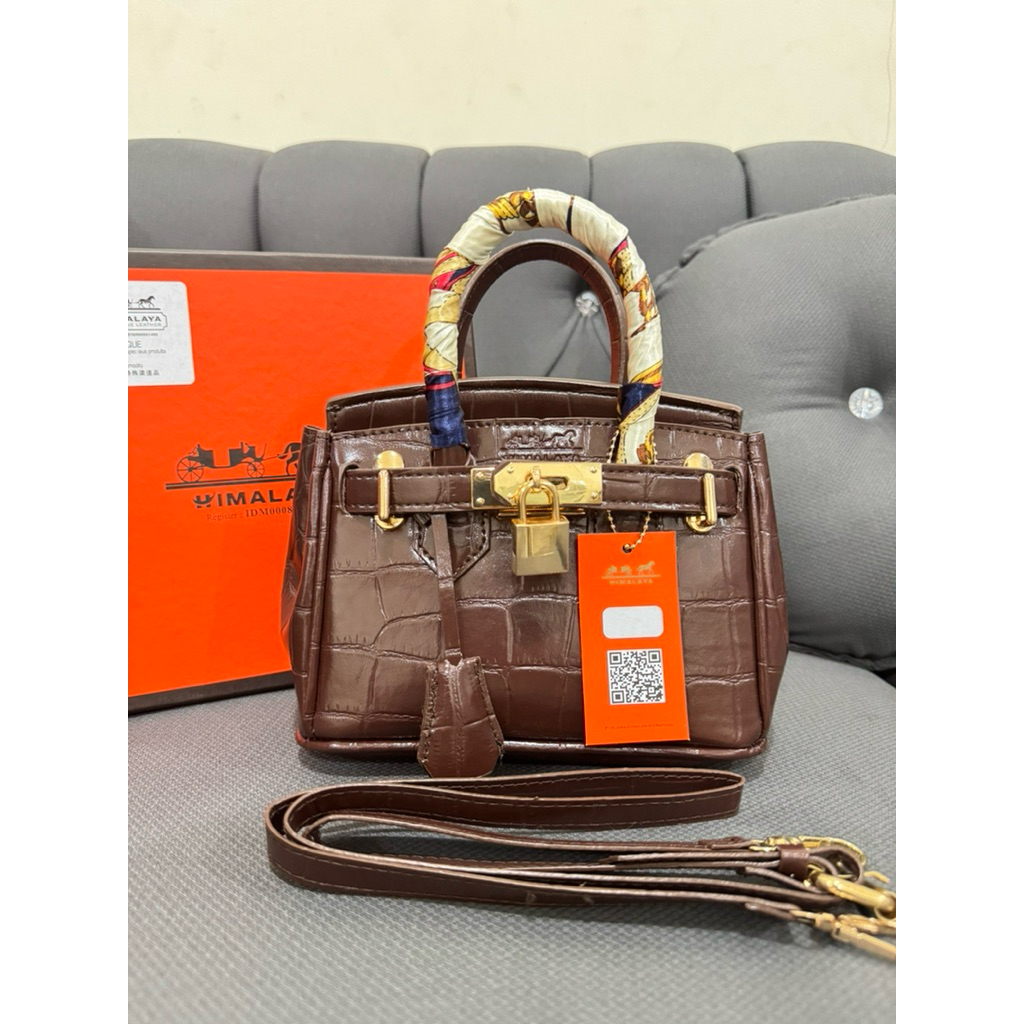 HIMALAYA-TAS SELEMPANG WANITA CROCO MINI BELISSA COFFEE SIZE 20 CM FREE BOX HIMALAYA