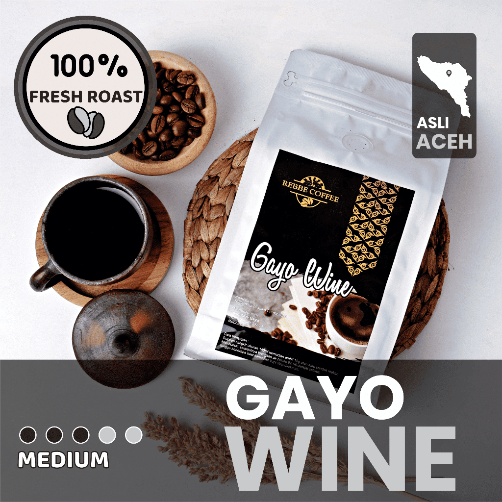 

Gayo Wine Arabika Aceh Original Kopi Fermentasi Premium, Medium Roast, Fruity & Manis 500G