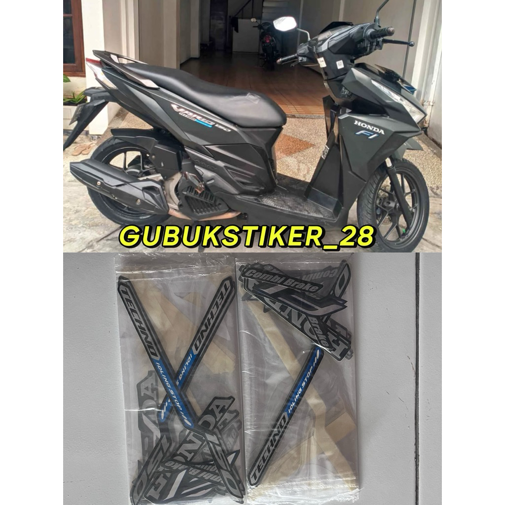 STRIPING STIKER LIS BODY MOTOR HONDA VARIO 150 TAHUN 2015 HITAM DOFF