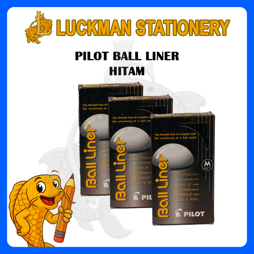 

LUCKMAN STATIONERY - BALLPOINT PILOT BALL LINER HITAM (1PACK ISI 12)