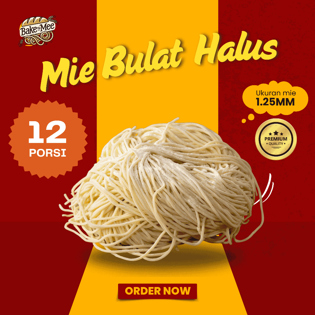 

Mie Mentah Bulat Halus 1.25mm - 12 Gulung (1.2kg)