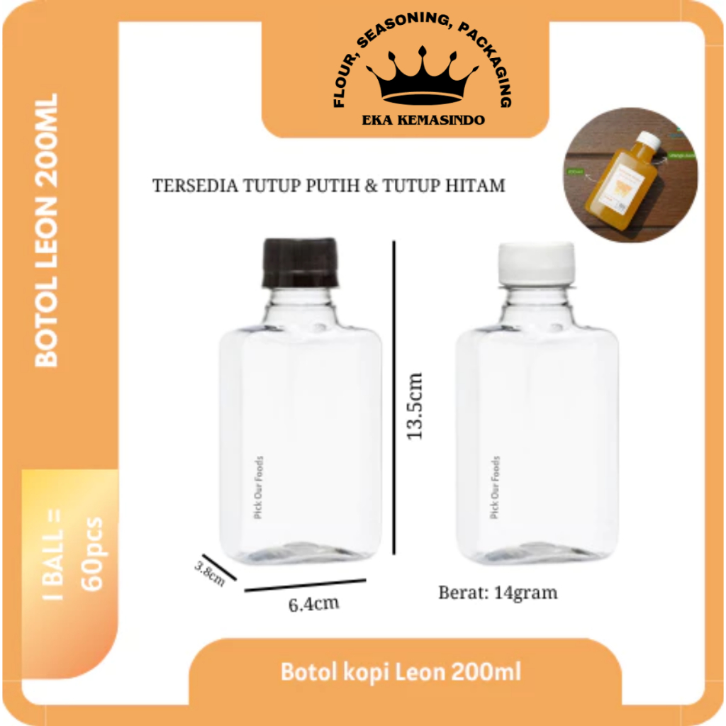 Botol Leon 200ml | Botol Plastik 200ml Leon | Botol Kopi Unik | Botol PET 200ml