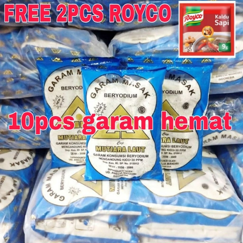 

10Pcs Garam Masak Cap Mutiara Laut Beryoudium Free 2Pcs Royco Termurah