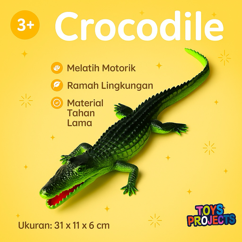 MAINAN ANAK KARET CICIT HEWAN BINATANG BUAYA BISA BUNYI