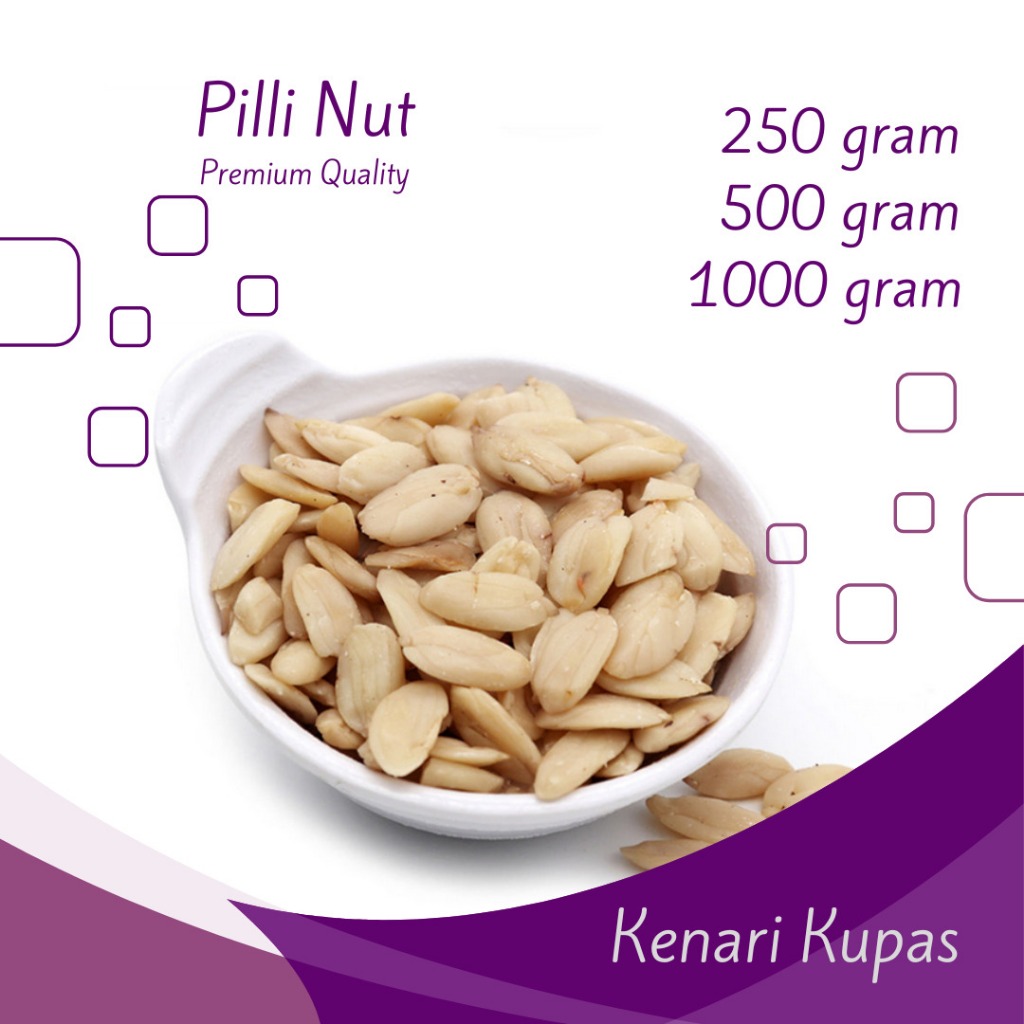 

Kacang Kenari Kupas Mentah / Raw Pilli Nut Premium Kemasan 250gr