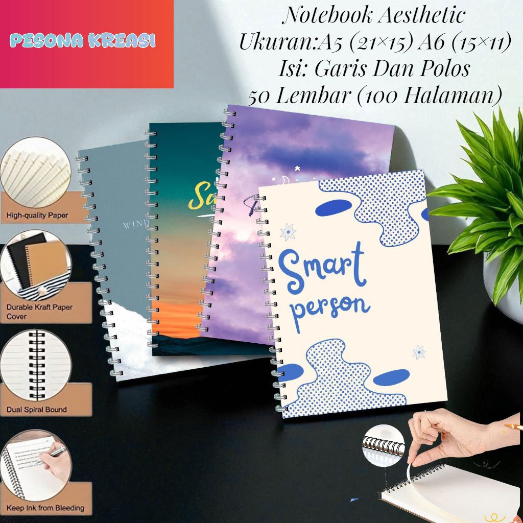 

Notebook A5 Dan A6 Buku Tulis Catatan Diary Jilid Sepiral Isi 100 Halaman 50 Lembar