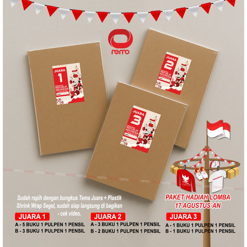 

Hadiah Lomba 17 Agustus - Hadiah Hut RI Paket Buku ATK Murah - COKLAT